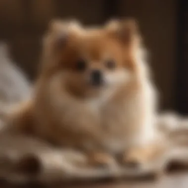 Pomeranian lounging on a cozy blanket