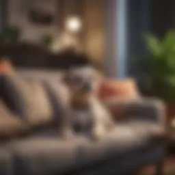 A small apartment-friendly dog relaxing on a cozy couch