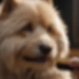 Dog with matted fur being brushed