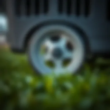 Close-up of the wheel mechanism on a plastic dog crate