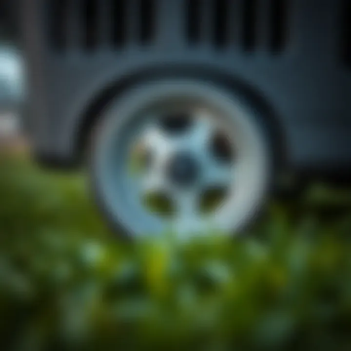 Close-up of the wheel mechanism on a plastic dog crate