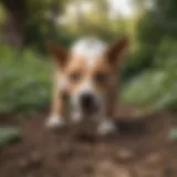 Dog digging in garden