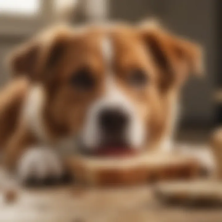 Dog enjoying a slice of freshly baked bread