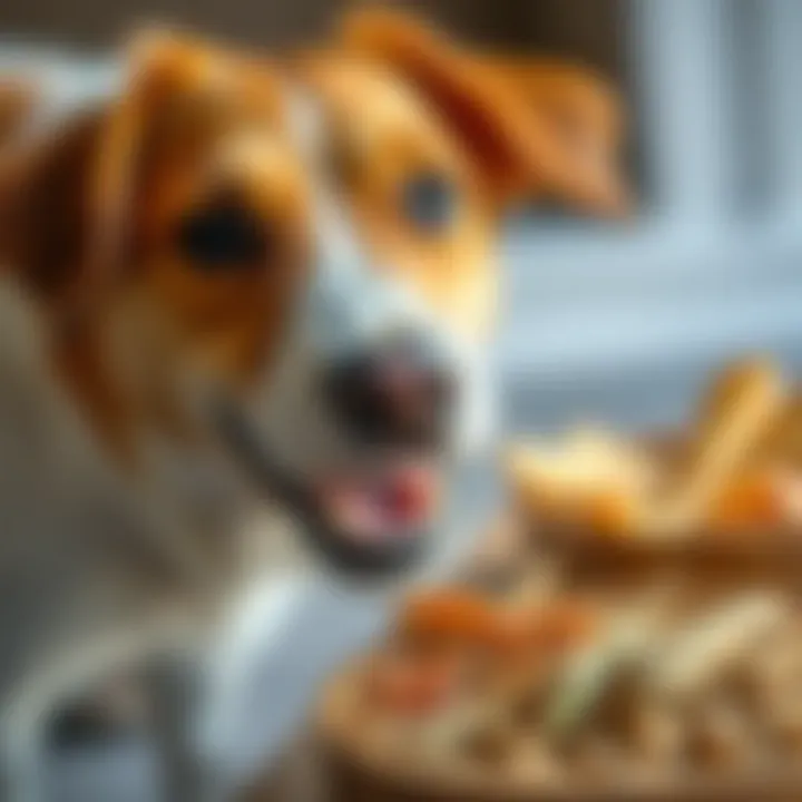 Happy Dog Eating Grain-Free Food A close-up of a dog enjoying its grain-free meal, representing health and vitality