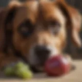 Dog experiencing symptoms of grape toxicity