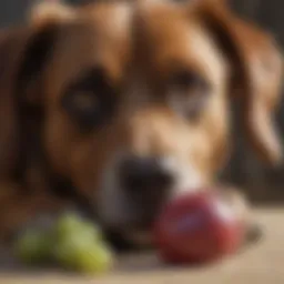 Dog experiencing symptoms of grape toxicity