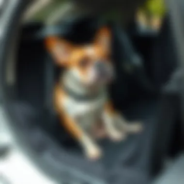 Features of a Dog Car Seat Cover A detailed view of the features of a dog car seat cover, including straps and pockets.