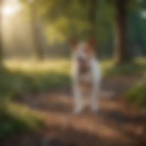 A dog being trained in a park