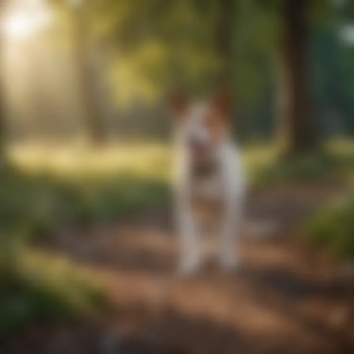 A dog being trained in a park