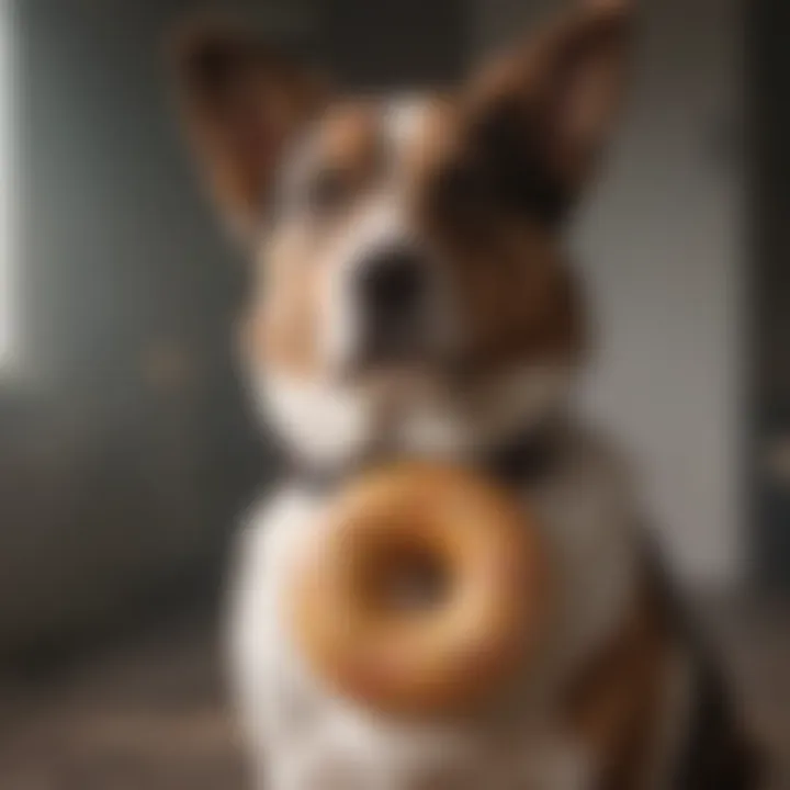 Dog wearing donut collar for healing