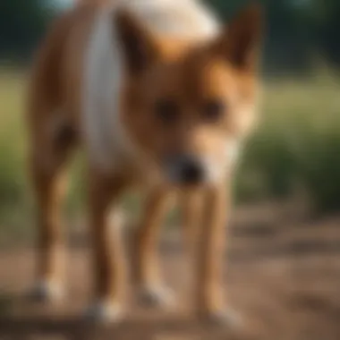 Dog with discomfort after ingesting a foxtail