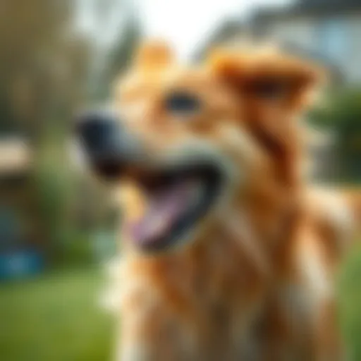 A healthy dog playing outdoors