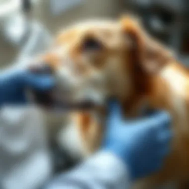 Treatment Process for Dog Yeast Infection Dog receiving treatment for yeast infection