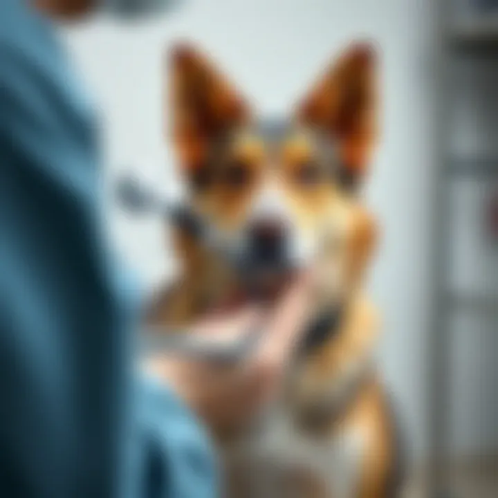 Veterinary Examination for Yeast Infection Veterinarian examining a dog for yeast infection symptoms