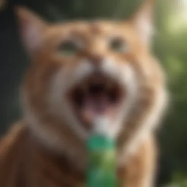 Cat with fresh breath from herbal mouthwash