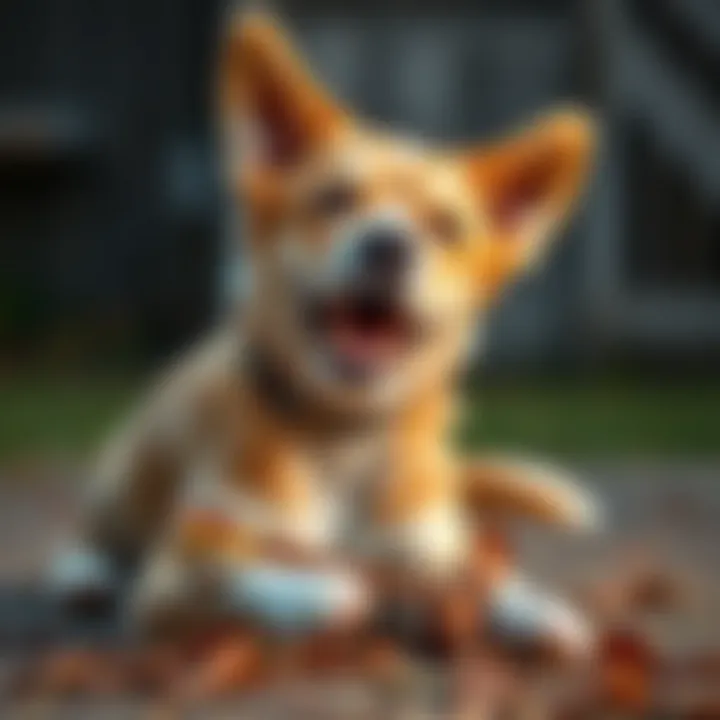 Dog Engaged with a Durable Chew Toy A happy dog playing with a durable chew toy