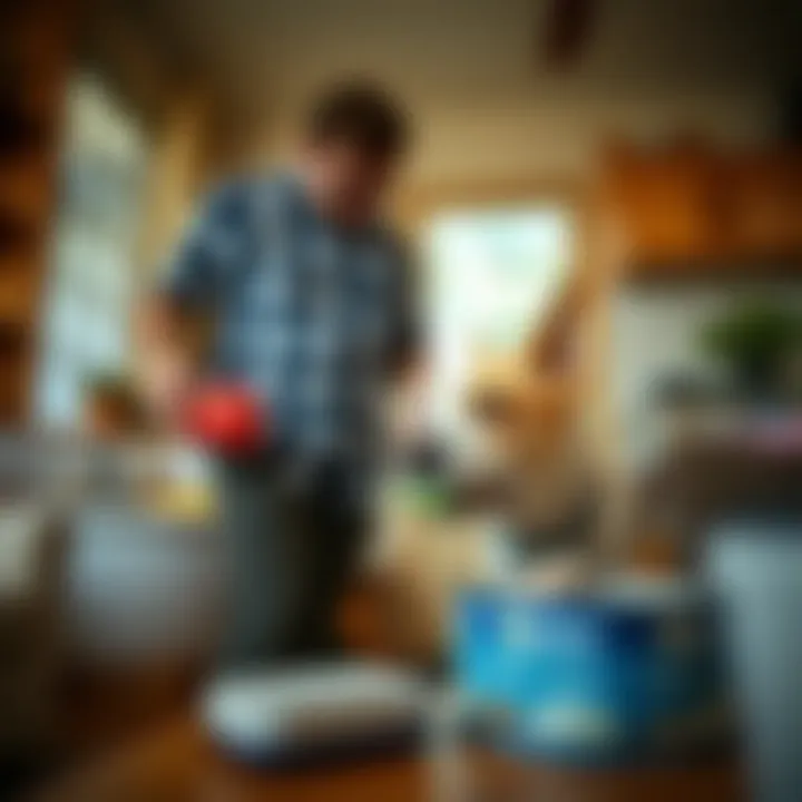 Inspecting Home for Chew-Proof Items A dog owner inspecting household items for chew-proof options