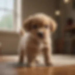A playful puppy exploring its new home