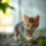 A playful kitten exploring its surroundings, showcasing the importance of a flea-free environment.