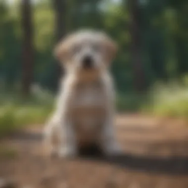 Puppy in a serene environment practicing obedience commands