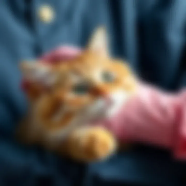 Rubber gloves effectively picking up cat hair from clothing