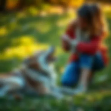 An owner engaging in playful interaction with their dog