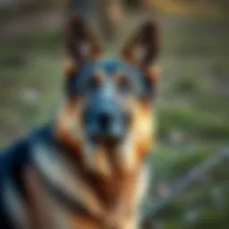 A German Shepherd displaying calm behavior during training