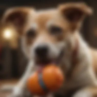 Playful Dog Biting Toy Dog playfully biting a toy