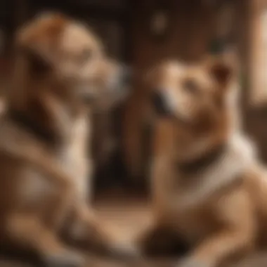 Calm dog sitting beside owner