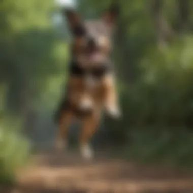 Excited Dog Jumping Towards Owner Dog leaping excitedly toward owner