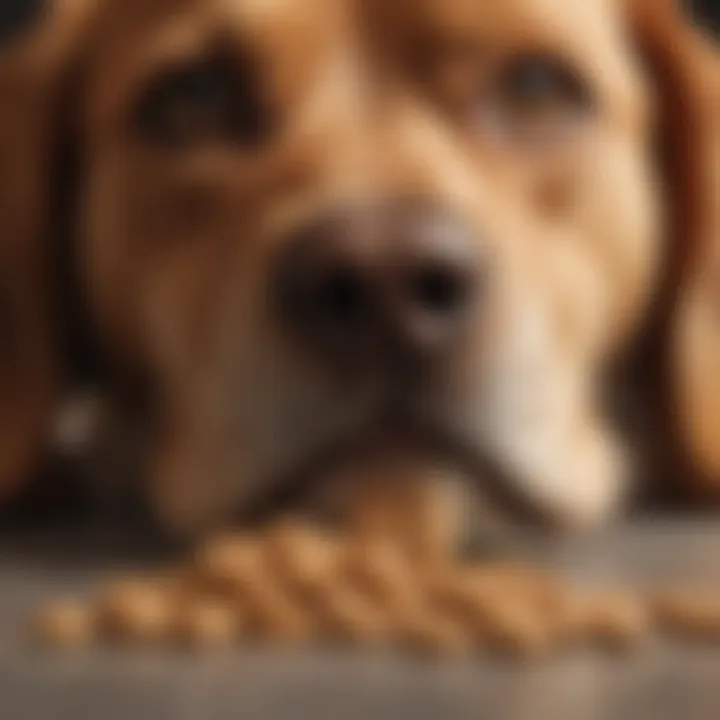 A dog swallowing a pill hidden in peanut butter