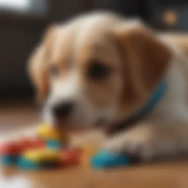 Puppy with a puzzle toy