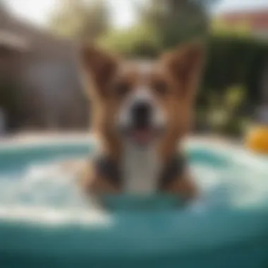 Refreshing Splash A dog enjoying a refreshing splash in a kiddie pool