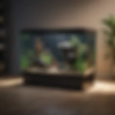 Sleek and Stylish Design Elegant black 80-gallon aquarium stand with intricate detailing