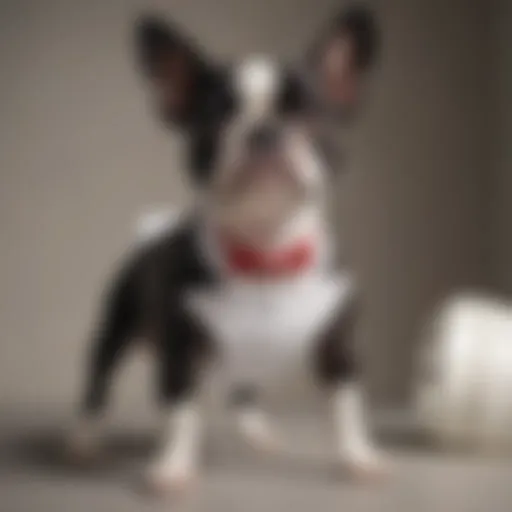 Elegant Boston Terrier wearing a diaper