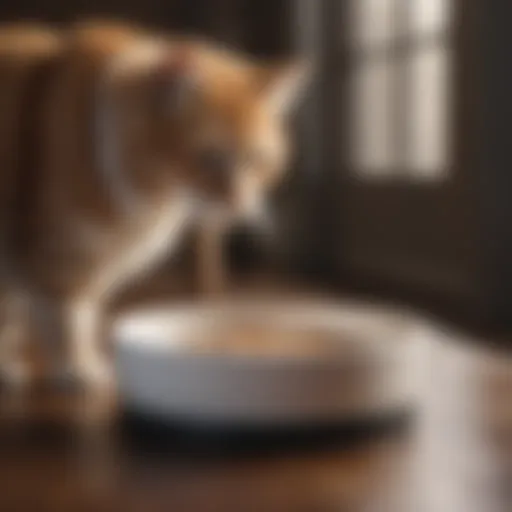 Elegant Cat Timed Feeding Bowl Design in Minimalist Setting