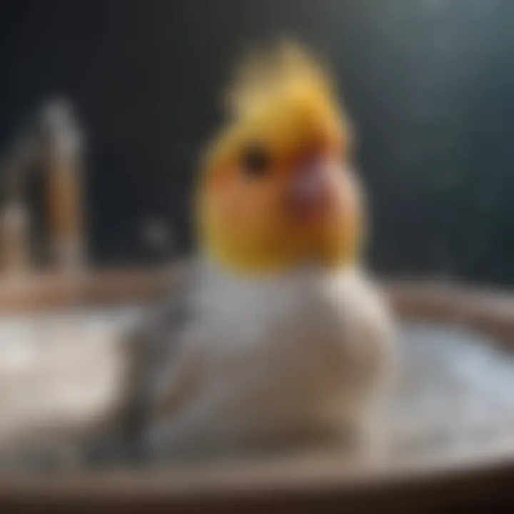 Elegant Cockatiel Bathing