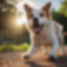 Energetic Dog Playing with Tennis Ball Launcher