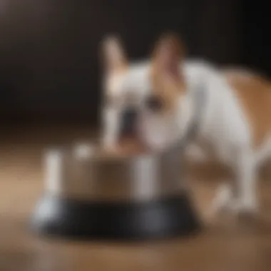 Adjustable height dog bowl for English Bulldogs