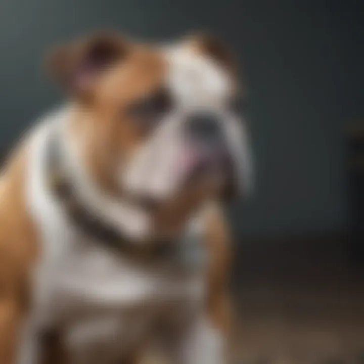 English Bulldog with a personalized ID tag