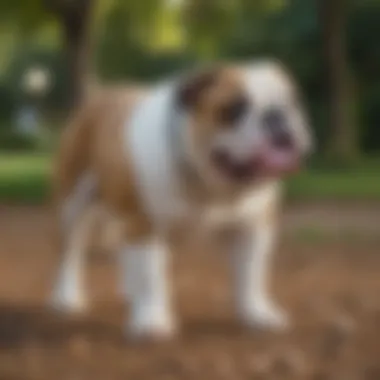 English Bulldog playing at a park in Washington DC