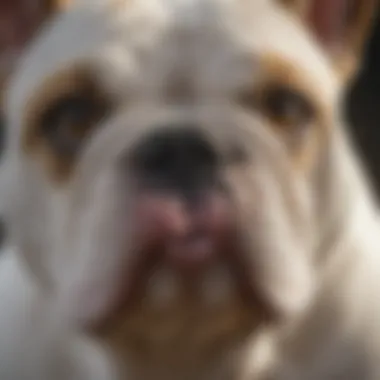 Close-up of English Bulldog's distinctive wrinkled face