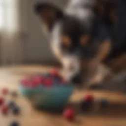 Dog enjoying a bowl of mixed berries