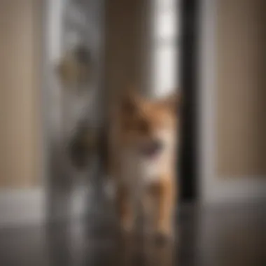 Graceful pet entering through pet door