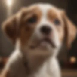 A healthy puppy looking up curiously