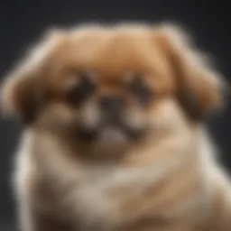 Close-up of a Pekingese puppy showcasing its luxurious coat and distinctive features