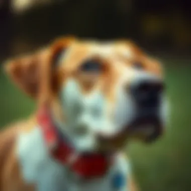 Close-up of a dog with a tick collar