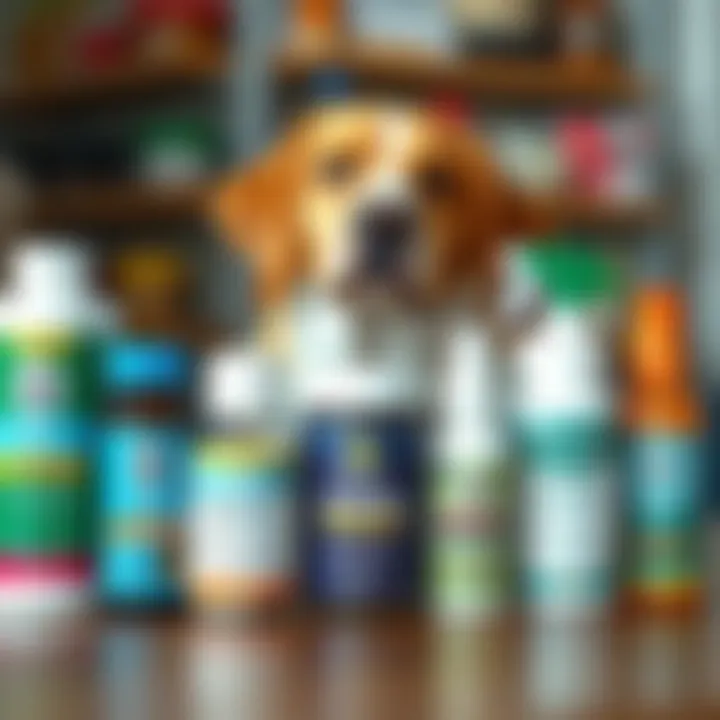 Various tick medication products displayed