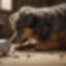 Veterinarian examining a dog with care