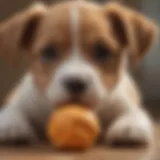 Puppy teething on toy